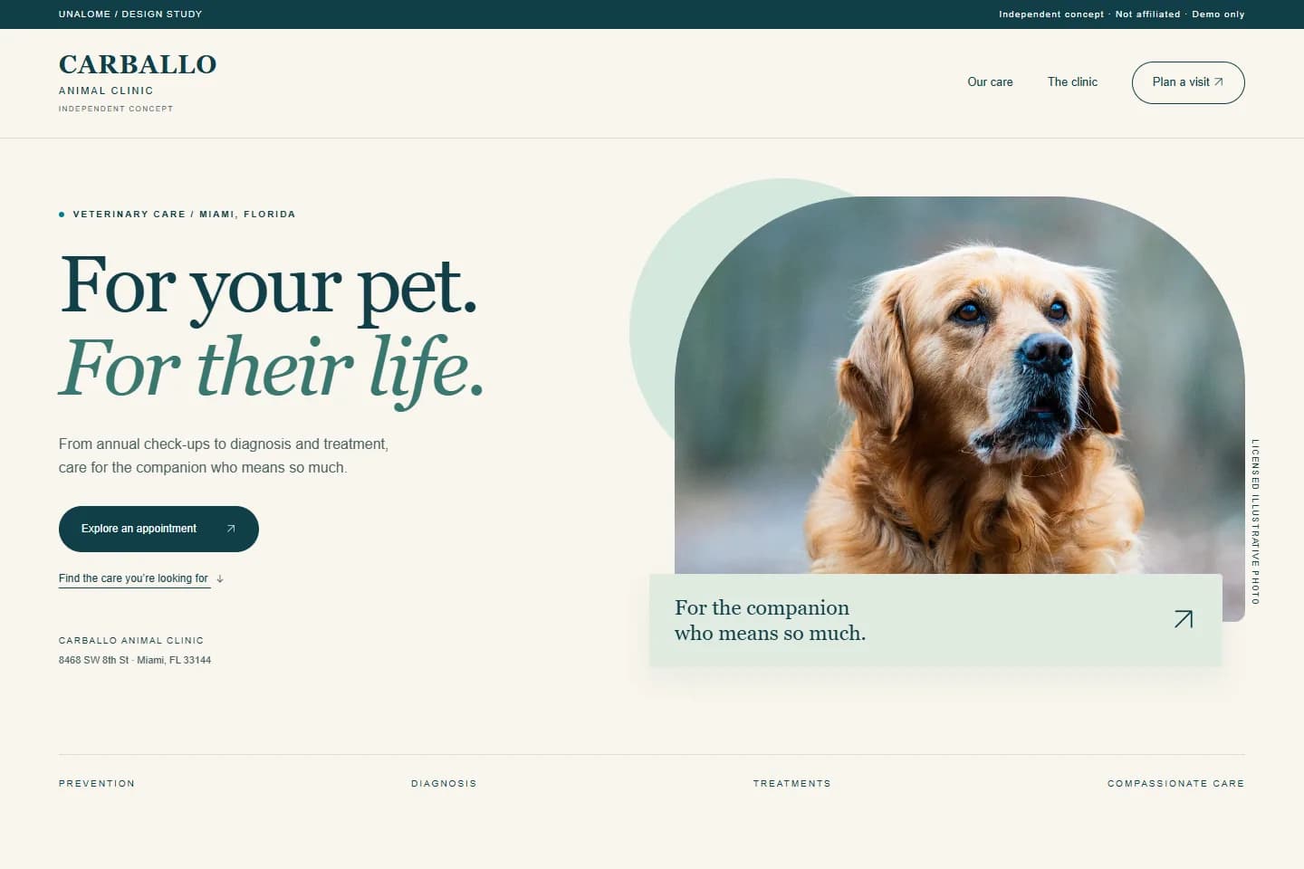 Concepto de diseño de Unalome para Carballo Animal Clinic