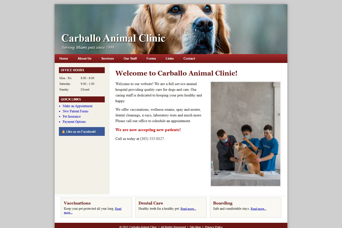 Un sitio web de plantilla genérica para Carballo Animal Clinic