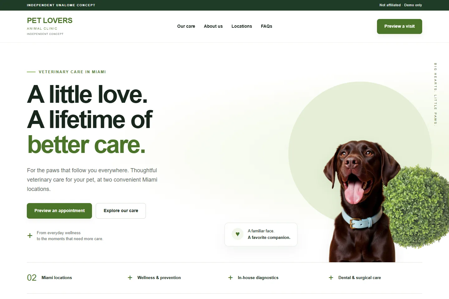 Pet Lovers Animal Clinic, concepto independiente de Unalome