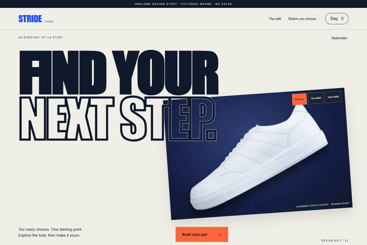 Stride, concepto de tienda de zapatillas de Unalome