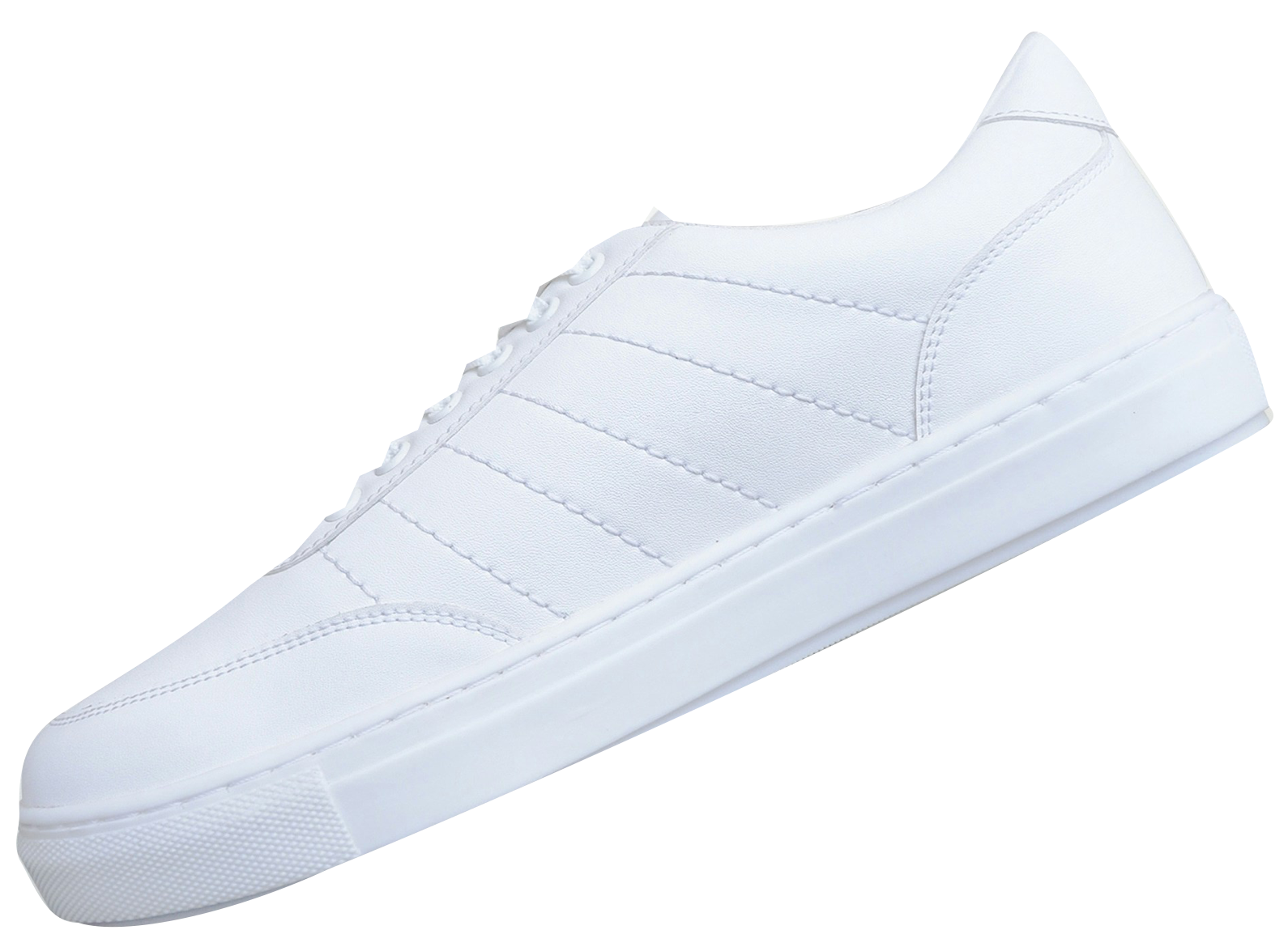 White sneaker isolated from a licensed stock photograph; illustrative footwear, not a Stride product